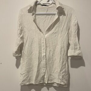 SHEIN Cream Button-Up Blouse